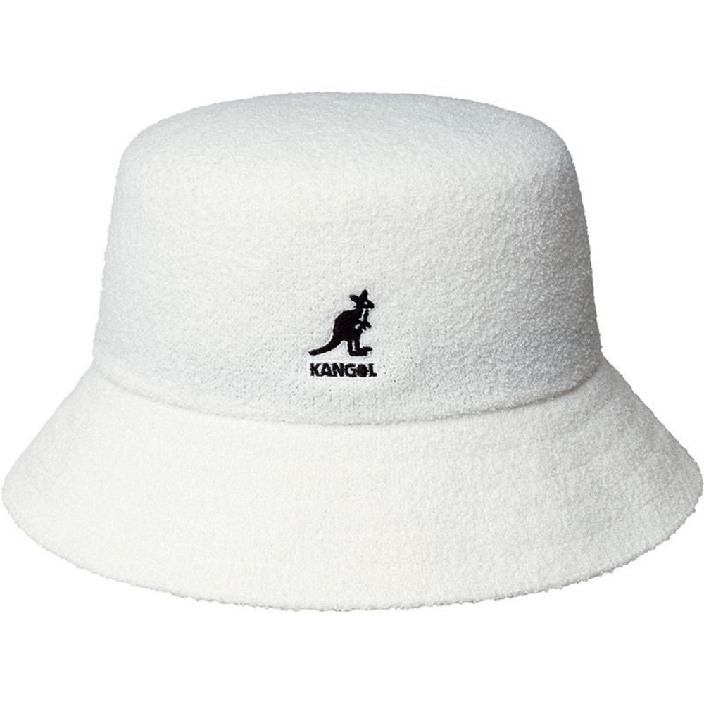 Kangol Bermuda Bucket Hat White Textured Boucle Kangaroo Logo K3050ST Small